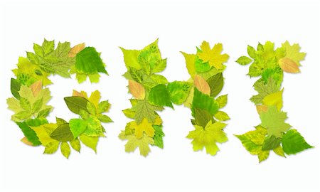 simsearch:400-04624185,k - Alphabet - letters with a green leaves. Set 3 Stock Photo - Budget Royalty-Free & Subscription, Code: 400-04166339