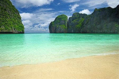 Beautiful lagoon at  Phi Phi Ley island, the exact place where "The Beach" movie was filmed Stock Photo - Budget Royalty-Free & Subscription, Code: 400-04166774