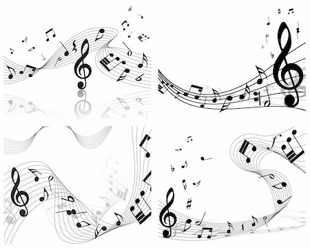 simsearch:400-04173341,k - Vector musical notes staff backgrounds set for design use Fotografie stock - Microstock e Abbonamento, Codice: 400-04166859