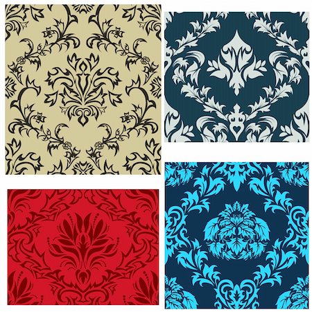 simsearch:400-08022503,k - Damask seamless vector patterns set. For easy making seamless pattern just drag all group into swatches bar, and use it for filling any contours. Stock Photo - Budget Royalty-Free & Subscription, Code: 400-04166876