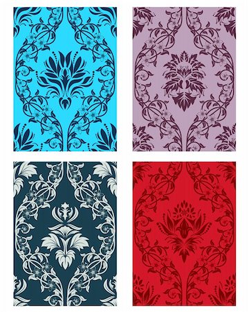 simsearch:400-08022503,k - Damask seamless vector patterns set. For easy making seamless pattern just drag all group into swatches bar, and use it for filling any contours. Stock Photo - Budget Royalty-Free & Subscription, Code: 400-04166878