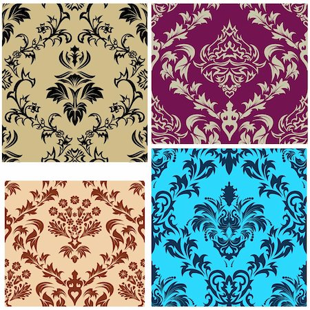 simsearch:400-08164930,k - Damask seamless vector patterns set.  For easy making seamless pattern just drag all group into swatches bar, and use it for filling any contours. Stock Photo - Budget Royalty-Free & Subscription, Code: 400-04166899