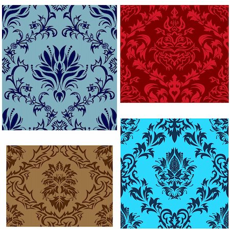 simsearch:400-08022503,k - Damask seamless vector patterns set.  For easy making seamless pattern just drag all group into swatches bar, and use it for filling any contours. Stock Photo - Budget Royalty-Free & Subscription, Code: 400-04166900