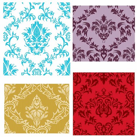 simsearch:400-08164930,k - Damask seamless vector patterns set.  For easy making seamless pattern just drag all group into swatches bar, and use it for filling any contours. Stock Photo - Budget Royalty-Free & Subscription, Code: 400-04166902