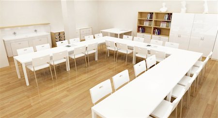 simsearch:400-05755412,k - school interior 3d wood floor and white furniture Photographie de stock - Aubaine LD & Abonnement, Code: 400-04166979