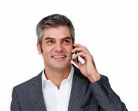 simsearch:400-07820348,k - Charismatic businessman on phone against a white background Photographie de stock - Aubaine LD & Abonnement, Code: 400-04167985