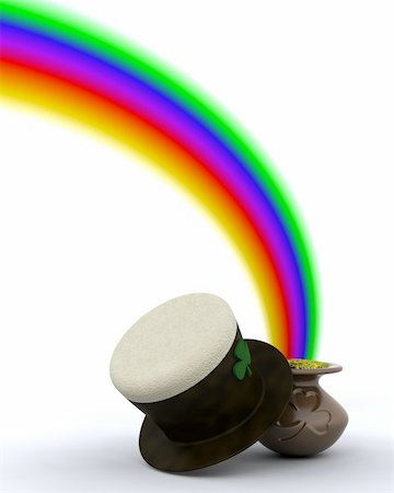 pot of gold - 3d render of rainbow and pot of gold for st patricks day Stock Photo - Budget Royalty-Free & Subscription, Code: 400-04168138