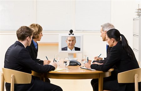 simsearch:400-04129016,k - Business people in video meeting Stock Photo - Budget Royalty-Free & Subscription, Code: 400-04168370