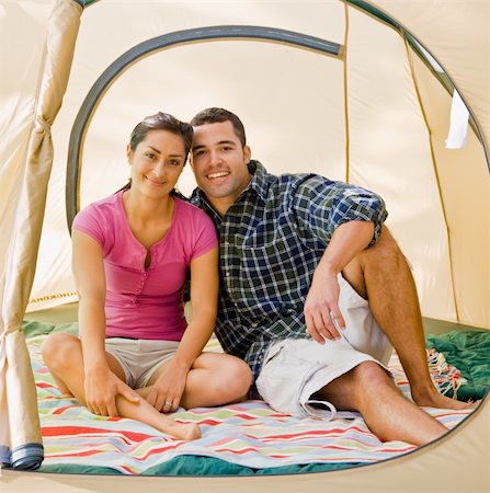 simsearch:400-04168729,k - Couple sitting in tent Stock Photo - Budget Royalty-Free & Subscription, Code: 400-04168704