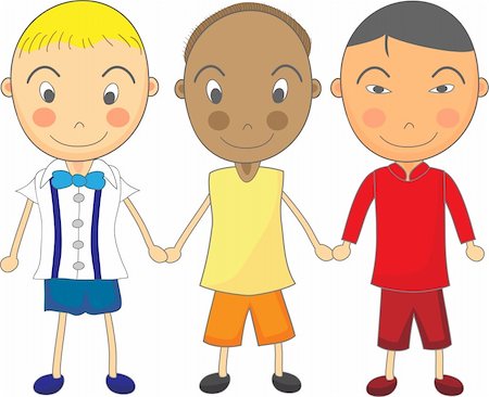 Illustration of Cute Child Drawing of Multiracial Boys Holding Hands Photographie de stock - Aubaine LD & Abonnement, Code: 400-04168935