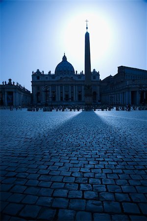 saint peter's square - The east facade of St Peter's Basilica with the obelisk in the foreground. The sun is directly behind the obelisk. Vertical shot. Stock Photo - Budget Royalty-Free & Subscription, Code: 400-04168976