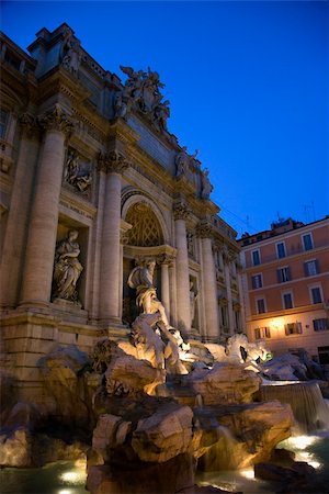 Trevi Fountain at night with lights under the water lighting the statuary. Vertical shot. Stock Photo - Budget Royalty-Free & Subscription, Code: 400-04168970