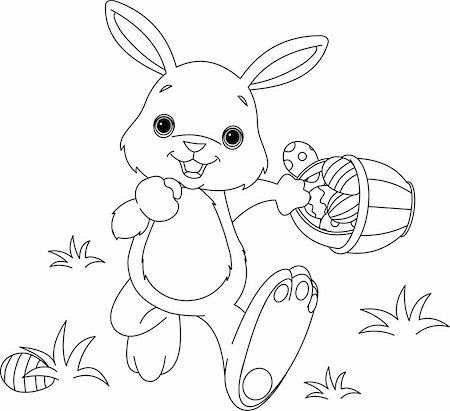 rabbit run - Coloring page of Easter Bunny Hiding Eggs Stock Photo - Budget Royalty-Free & Subscription, Code: 400-04169117