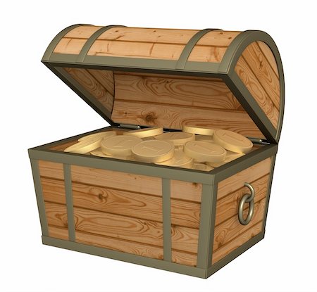 simsearch:400-04092861,k - Wooden box with treasures - over white Fotografie stock - Microstock e Abbonamento, Codice: 400-04169318