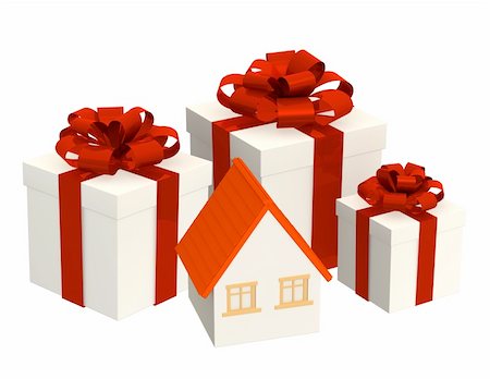 simsearch:400-04021945,k - Conceptual image - the house in gift packing Foto de stock - Super Valor sin royalties y Suscripción, Código: 400-04169324