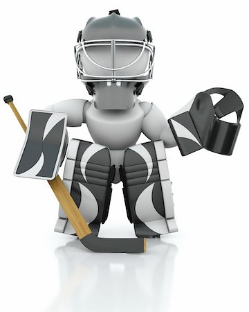 simsearch:400-07547930,k - 3D render of an ice hockey netminder Stock Photo - Budget Royalty-Free & Subscription, Code: 400-04169357