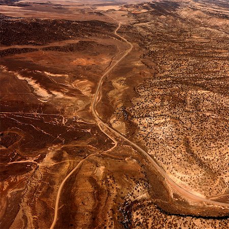 simsearch:400-04169658,k - Aerial view of a of rural, desert landscape with roads running through it. Square shot. Stock Photo - Budget Royalty-Free & Subscription, Code: 400-04169677