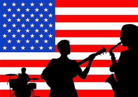 simsearch:400-06084200,k - Illustration of musicians over a flag of the United States Stock Photo - Budget Royalty-Free & Subscription, Code: 400-04169869