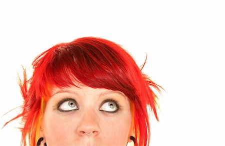simsearch:400-05054627,k - Pretty punky girl with brightly dyed red hair Stock Photo - Budget Royalty-Free & Subscription, Code: 400-04169919
