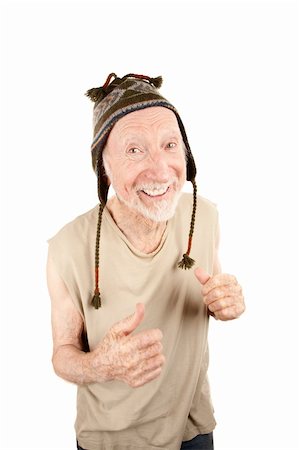 Senior man with pleasant expression wearing knit cap Stock Photo - Budget Royalty-Free & Subscription, Code: 400-04169935
