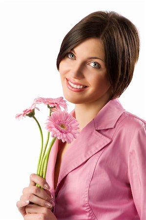 simsearch:400-04667271,k - nice shot of a cute young woman with pink jacket and pink flowers Stock Photo - Budget Royalty-Free & Subscription, Code: 400-04160037