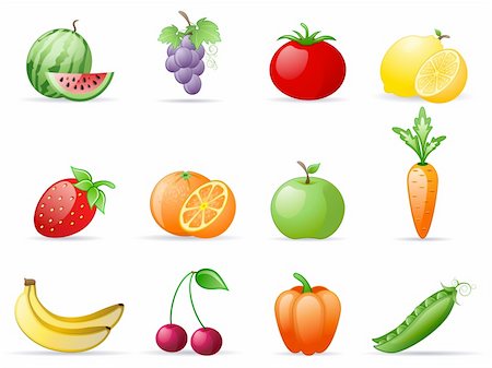 simsearch:400-05906235,k - Fruit and  Vegetables icon set Stock Photo - Budget Royalty-Free & Subscription, Code: 400-04160185