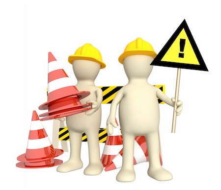 Two 3d puppets with emergency cones Stock Photo - Budget Royalty-Free & Subscription, Code: 400-04160194