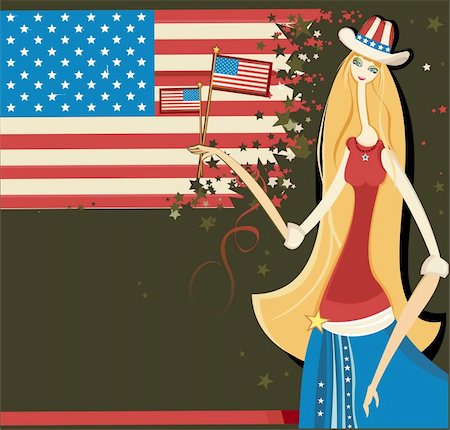 fourth of july hat - Beautiful American girl Stock Photo - Budget Royalty-Free & Subscription, Code: 400-04160262