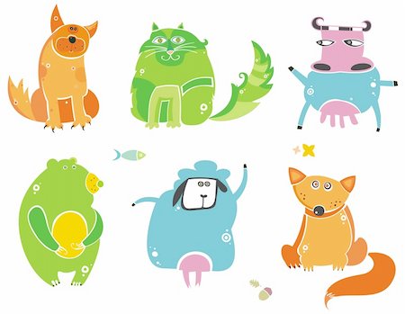 simsearch:400-06102921,k - Cute animals- vector set Stock Photo - Budget Royalty-Free & Subscription, Code: 400-04160301