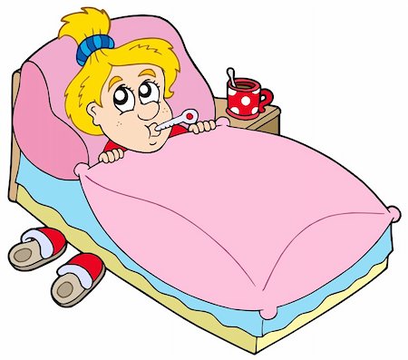 Cartoon girl patient - vector illustration. Stock Photo - Budget Royalty-Free & Subscription, Code: 400-04160327