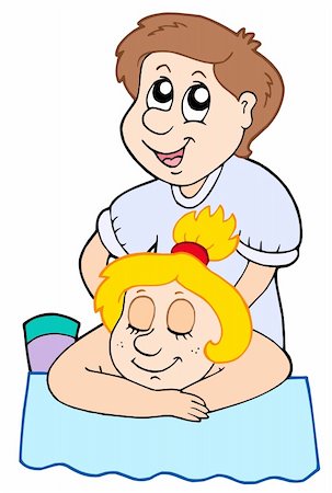 Cartoon massage on white background - vector illustration. Stock Photo - Budget Royalty-Free & Subscription, Code: 400-04160328