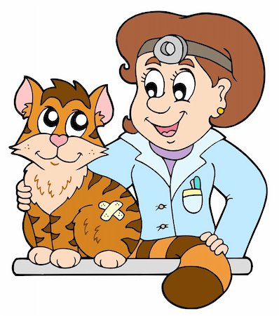 Cat at veterinarian - vector illusstration. Stock Photo - Budget Royalty-Free & Subscription, Code: 400-04160331