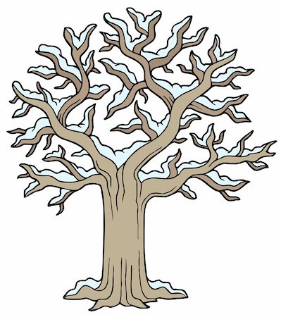 snow winter cartoon clipart - Winter snowy tree - vector illustration. Stock Photo - Budget Royalty-Free & Subscription, Code: 400-04160340
