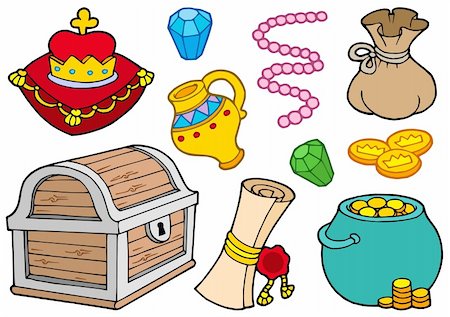 simsearch:400-06091829,k - Treasure collection on white background - vector illustration. Fotografie stock - Microstock e Abbonamento, Codice: 400-04160513