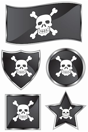 pirate dead - A set of 5 different style of pirate flags. Photographie de stock - Aubaine LD & Abonnement, Code: 400-04160656