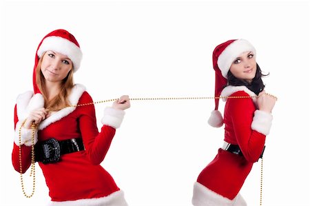 Two sexual girls in Christmas clothes . Isolated over white background . Stock Photo - Budget Royalty-Free & Subscription, Code: 400-04160741