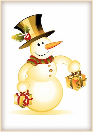 simsearch:400-04157187,k - Happy and funny Snowman with two gift boxes Stockbilder - Microstock & Abonnement, Bildnummer: 400-04160775