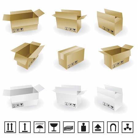 paper umbrella - shipping box vector and Box Icon and Signs Stock Photo - Budget Royalty-Free & Subscription, Code: 400-04160785