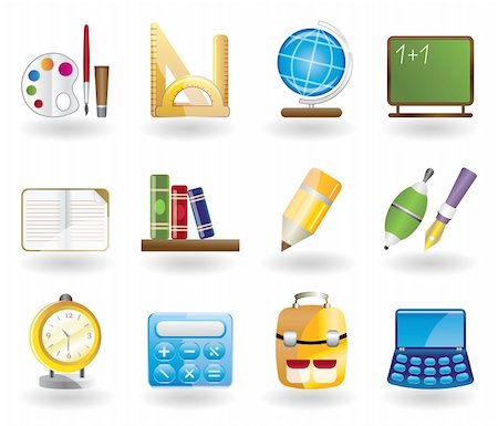 simsearch:400-05918073,k - School and education icons - vector icon set Fotografie stock - Microstock e Abbonamento, Codice: 400-04160833