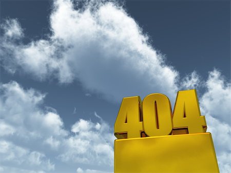 the number 404 under cloudy blue sky - 3d illustration Photographie de stock - Aubaine LD & Abonnement, Code: 400-04160883