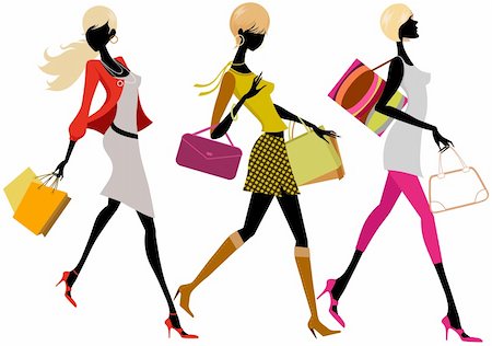 illustration drawing of fashion girls Fotografie stock - Microstock e Abbonamento, Codice: 400-04160920