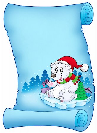 simsearch:400-04652307,k - Blue parchment with Christmas bear - color illustration. Stockbilder - Microstock & Abonnement, Bildnummer: 400-04161028