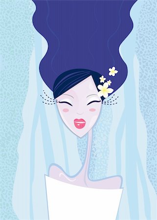 funky cartoon girls - Stylized nature girl with makeup on winter background. Vector Illustration. Stock Photo - Budget Royalty-Free & Subscription, Code: 400-04161077