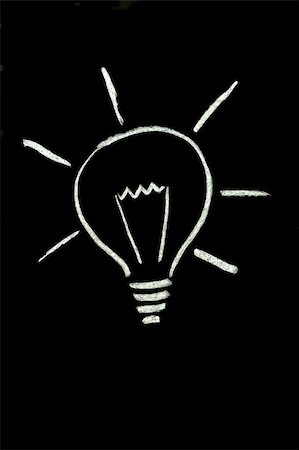 Chalk lightbulb on blackboard Stock Photo - Budget Royalty-Free & Subscription, Code: 400-04161079