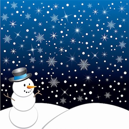 Winter Scene, vector Illustration with starry night and snowflakes. Stock Photo - Budget Royalty-Free & Subscription, Code: 400-04161097