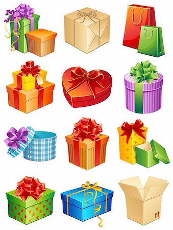 Vector illustration - gift box icon set Stock Photo - Budget Royalty-Free & Subscription, Code: 400-04161101