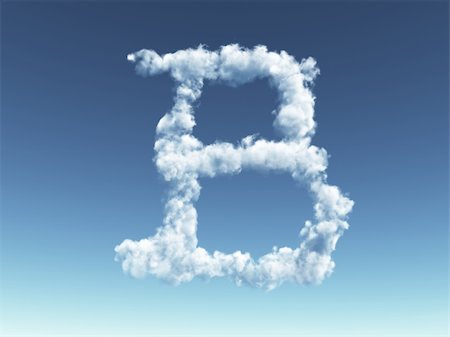 clouds forms the uppercase letter B in the sky - 3d illustration Photographie de stock - Aubaine LD & Abonnement, Code: 400-04161150
