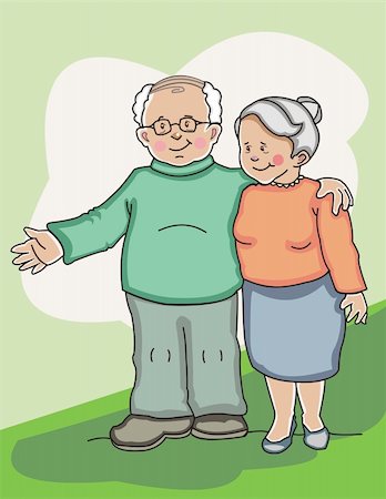Senior couple standing together side by side. Made in layers. Editable. Stock Photo - Budget Royalty-Free & Subscription, Code: 400-04161210