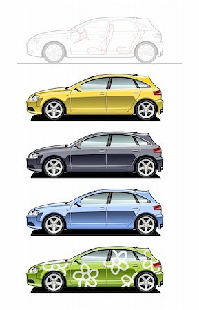 simsearch:400-04121043,k - Hatchback. part of my collections  of Car body style. Simple gradients only - no gradient mesh Foto de stock - Super Valor sin royalties y Suscripción, Código: 400-04161234