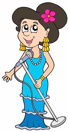 earring drawing - Beautiful singer on white background - vector illustration. Stock Photo - Budget Royalty-Free & Subscription, Code: 400-04161301